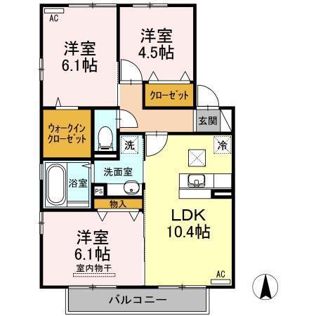 アルシオネ(3LDK/1階)の間取り写真