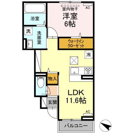 MIA・MERU MIA(1LDK/1階)の間取り写真