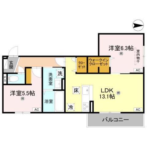 RETOLIA小綱(2LDK/2階)の間取り写真