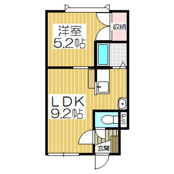 ガイア緑町(1DK/2階)の間取り写真