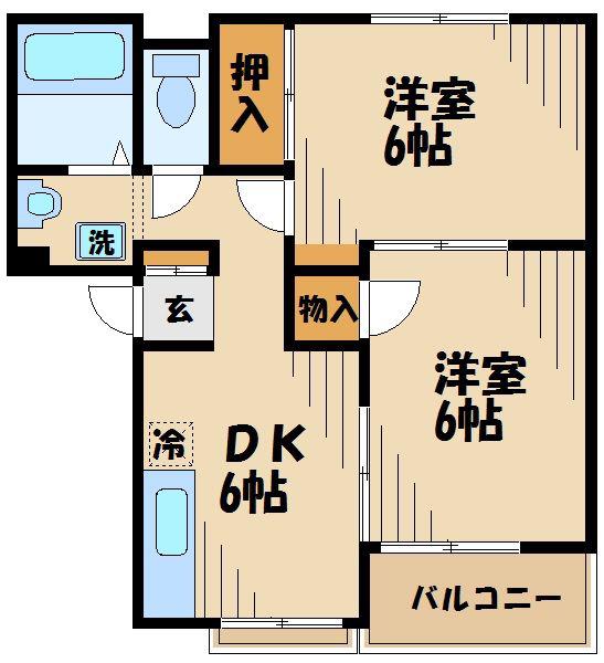麗風荘(2DK/1階)の間取り写真