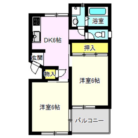 中居ハイデンス(2DK/1階)の間取り写真