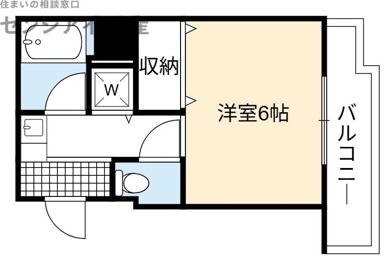 片町コート(1K/6階)の間取り写真