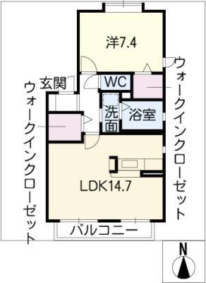 RAFFINEEA棟(1LDK/1階)の間取り写真