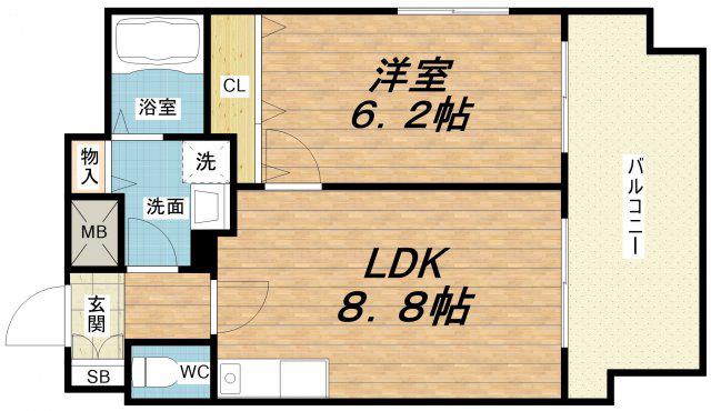 サムティー中之島公園南(1LDK/9階)の間取り写真