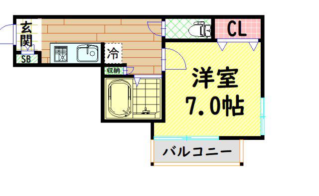 メゾンサンワ西長堀(1K/6階)の間取り写真