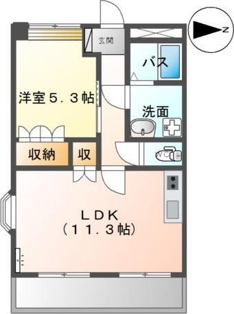 パラダイスガーデン(1LDK/2階)の間取り写真