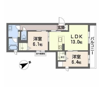 シャーメゾンMONS(2LDK/2階)の間取り写真