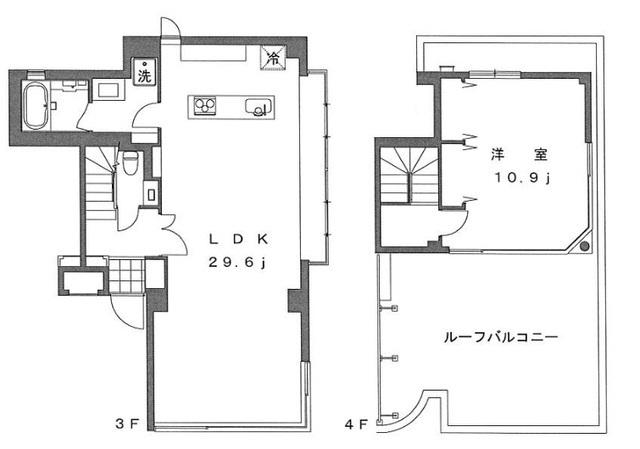 麻布ポイント(1LDK/3階)の間取り写真