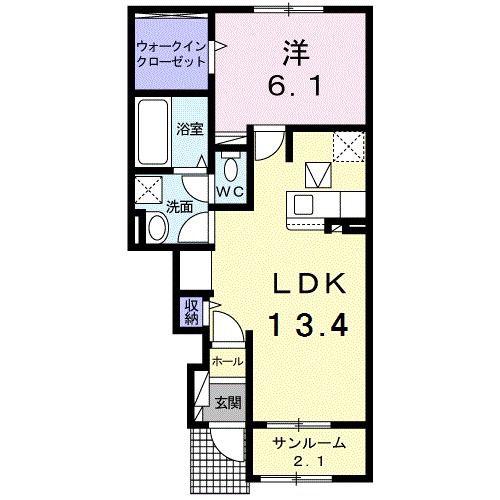 ティエラ ボニート B(1LDK/1階)の間取り写真