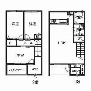 パルモ末広A棟(3LDK/1階)の間取り写真