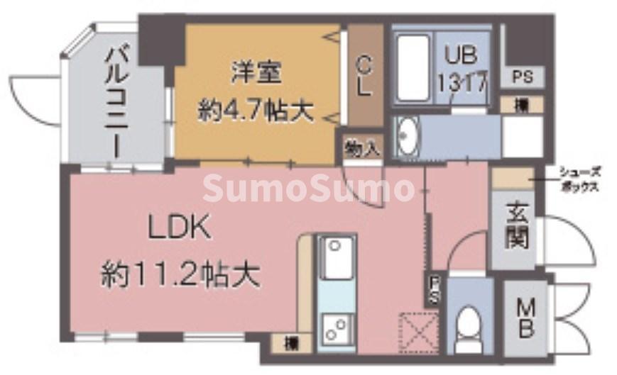 シルエラ甲南山手(1LDK/1階)の間取り写真