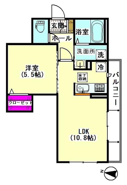 フォレストK・M(1LDK/1階)の間取り写真
