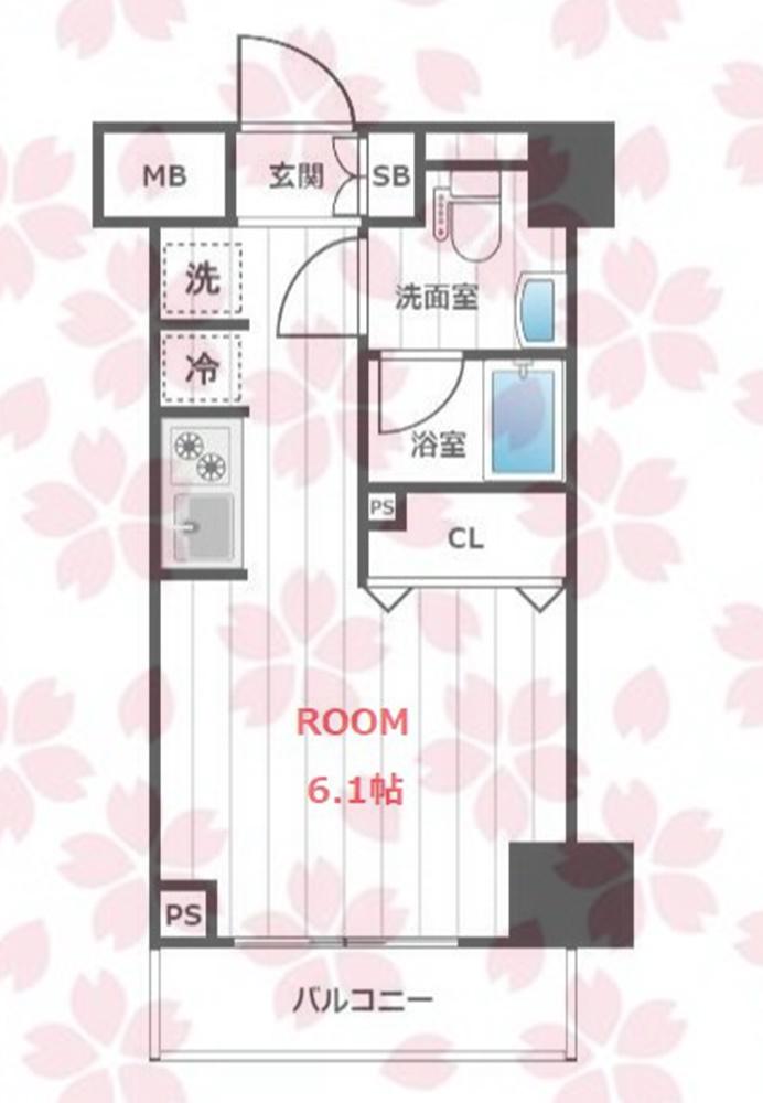 イアース横濱関内(ワンルーム/8階)の間取り写真