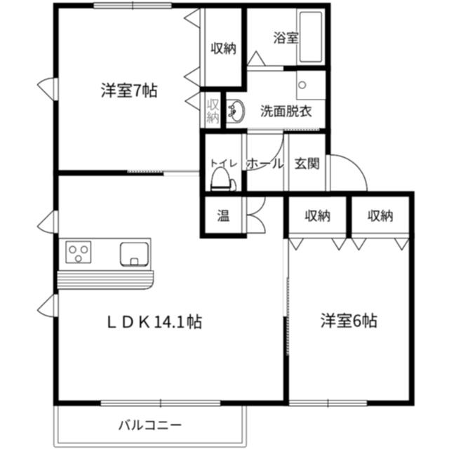 ソシアルハイツ石藤(2LDK/2階)の間取り写真