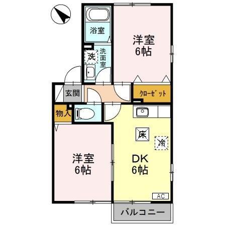 パークハイム(2DK/1階)の間取り写真