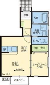 PRENDRE(1LDK/1階)の間取り写真