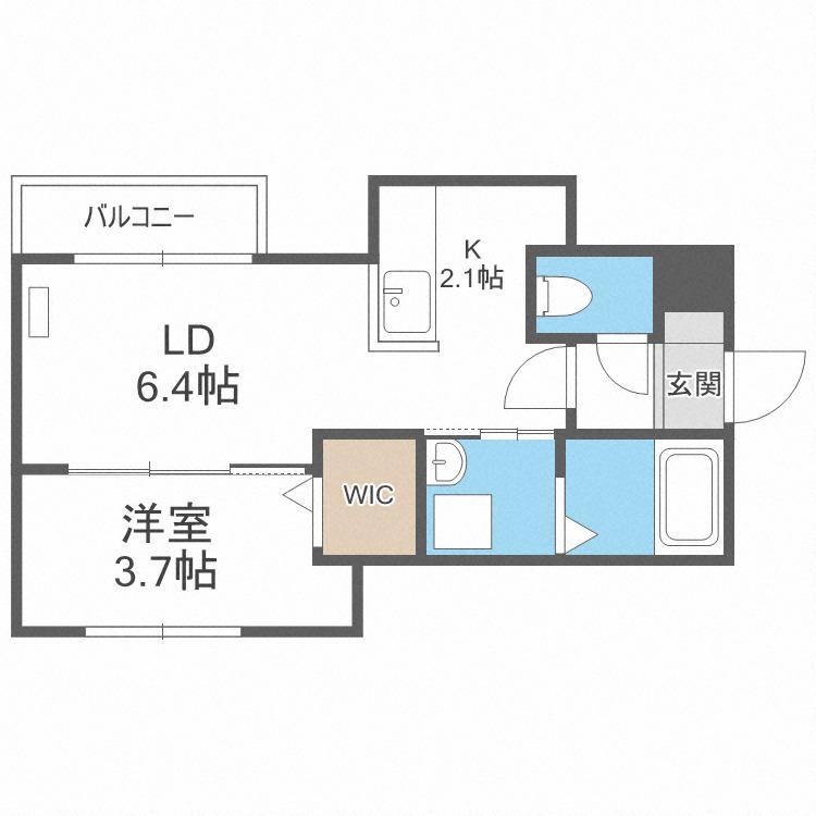 RAFIO N26(1LDK/1階)の間取り写真