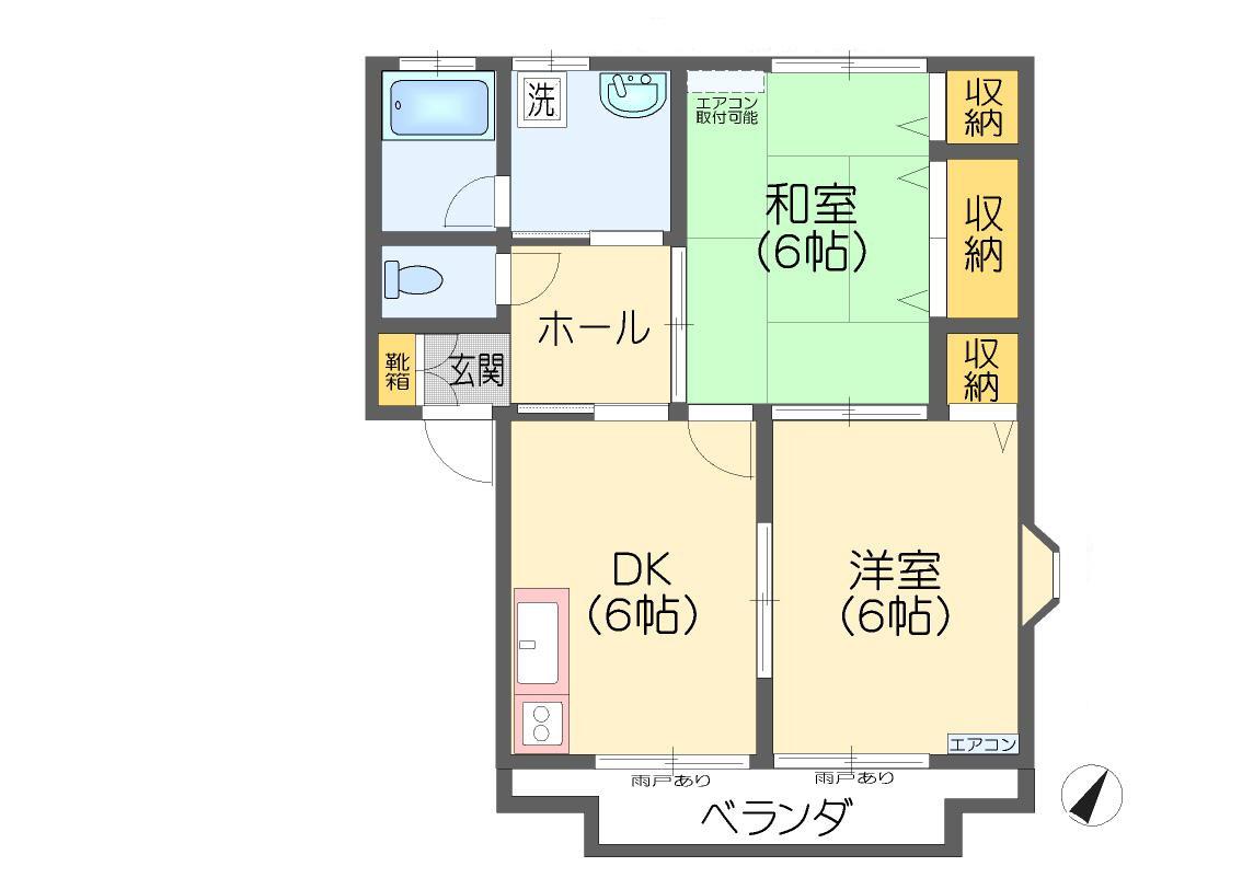 ハイツつばき(2DK/1階)の間取り写真