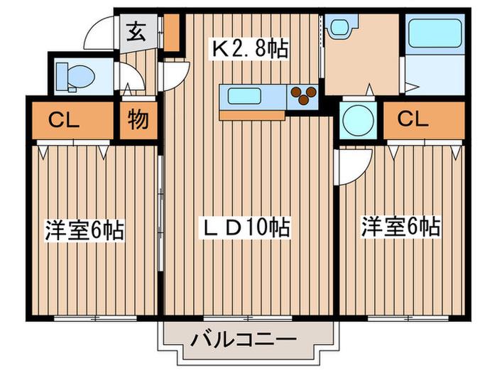 アルカディア(2LDK/1階)の間取り写真
