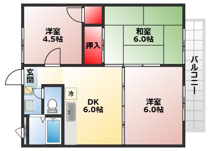 センチュリーハイツ・(3DK/2階)の間取り写真