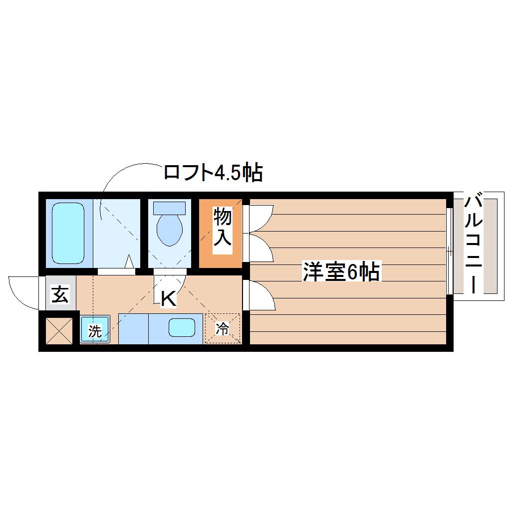 アーバンシティ西多賀(1K/1階)の間取り写真