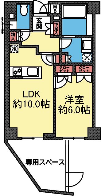 ファインステージ新横浜(1LDK/1階)の間取り写真