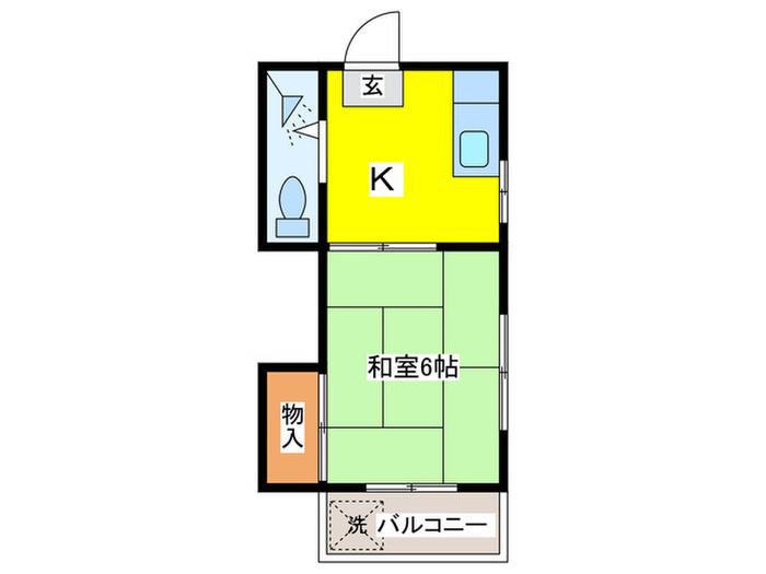 スプリングス・ハイム(1K/2階)の間取り写真