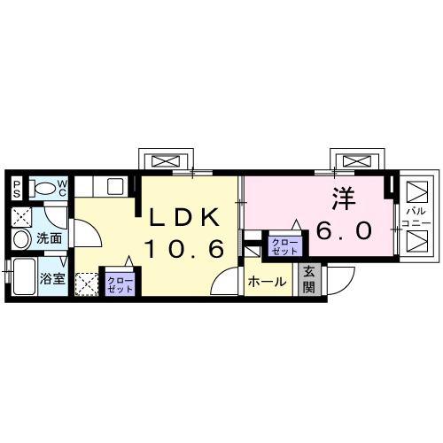 メゾン ソレイユ(1LDK/2階)の間取り写真