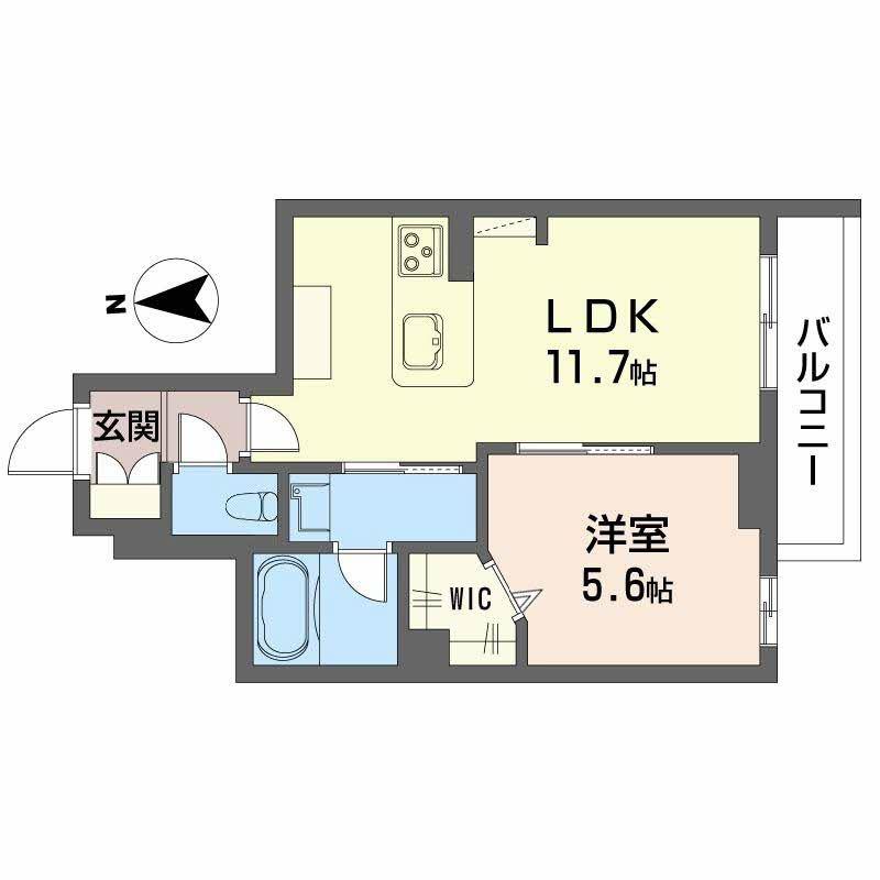 カワセミカーサ(1LDK/3階)の間取り写真