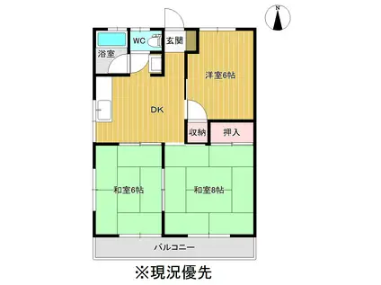 幸福コーポA棟(3DK/2階)の間取り写真