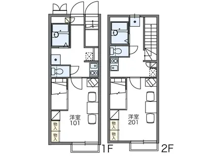 JR筑肥線 美咲が丘駅 徒歩8分 2階建 築22年(1K/1階)の間取り写真