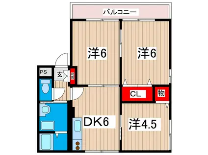 ソレーユK(3DK/2階)の間取り写真