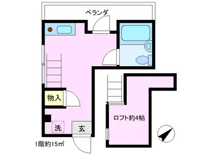 ぷちさんく(ワンルーム/2階)の間取り写真