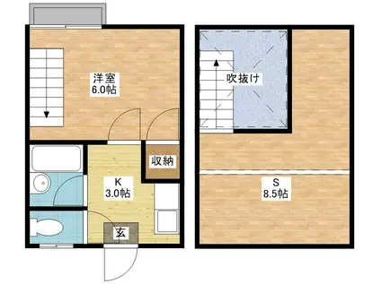 コーポエクセル(1SK/2階)の間取り写真