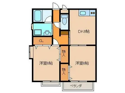 ヤギヒコハイツ(2DK/2階)の間取り写真