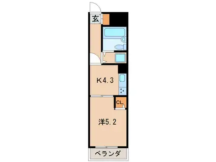 ライオンズマンション御倉町(1K/3階)の間取り写真