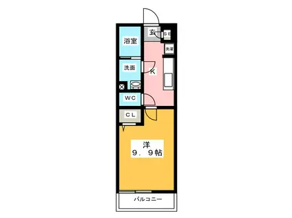 リブリ・シャン.ハイツ中浦和(1K/3階)の間取り写真