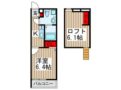 KUKUNA松戸(1K/1階)の間取り写真