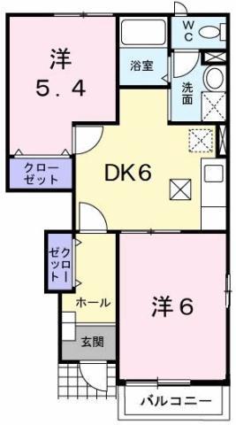 メゾン リヴァージュ(2DK/1階)の間取り写真