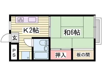 ユニハイツ田村I(1K/1階)の間取り写真