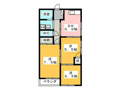 エーデルハイムA(3DK/2階)の間取り写真