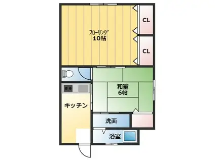JR呉線 呉駅 徒歩20分 3階建 築56年(2K/1階)の間取り写真