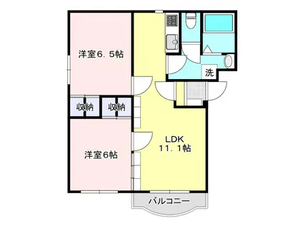 ピュアライフ結城 B棟(2LDK/3階)の間取り写真