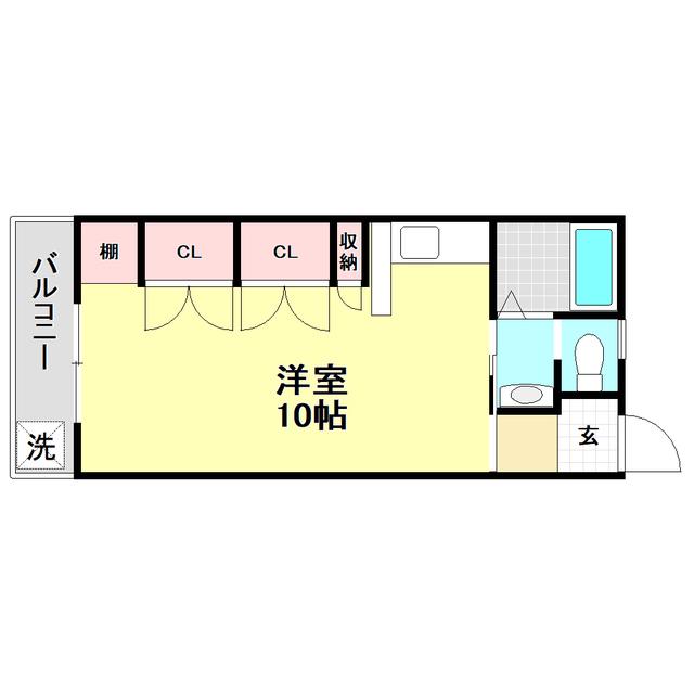 とさでん交通後免線 高須駅(高知) 徒歩3分 5階建 築39年(ワンルーム/1階)の間取り写真
