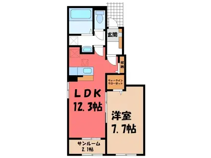 メゾン リヴィエール VII(1LDK/1階)の間取り写真