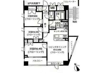 ファミール銀座イースト(3SLDK/14階)の間取り写真