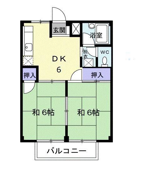 シティーハイツ小八木 B(2DK/2階)の間取り写真
