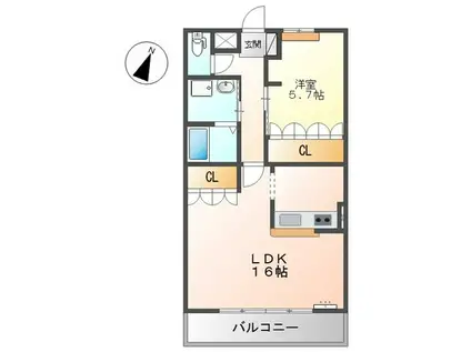 BIRDLANDCOURT(1LDK/2階)の間取り写真
