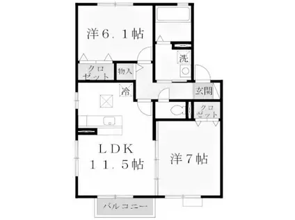 ウィルモア垂水C棟(2LDK/1階)の間取り写真